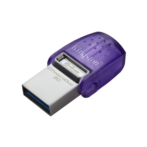 Obrázok pre Kingston Technology DataTraveler microDuo 3C USB paměť 64 GB USB Type-A / USB Type-C 3.2 Gen 1 (3.1 Gen 1) Purpurová, Nerezová ocel