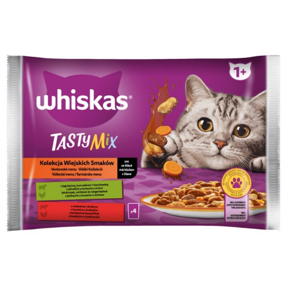Obrázok pre WHISKAS Tasty Mix in sauce Lamb with chicken and carrot, Beef with poultry - mokré krmivo pro kočky - 4x 85g