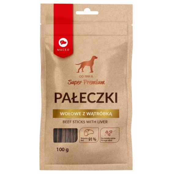 Obrázok pre MACED Beef Sticks with liver - pochoutka pro psy - 100g