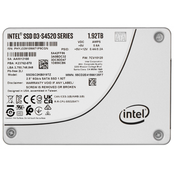 Obrázok pre SSD Solidigm (Intel) S4520 1.92TB SATA 2.5" SSDSC2KB019TZ01 (DWPD up to 3)