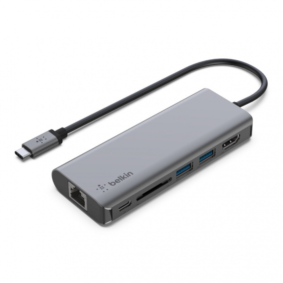 Obrázok pre Belkin AVC008BTSGY dokovací stanice/replikátor portů USB 3.2 Gen 1 (3.1 Gen 1) Type-C Černá, Šedá