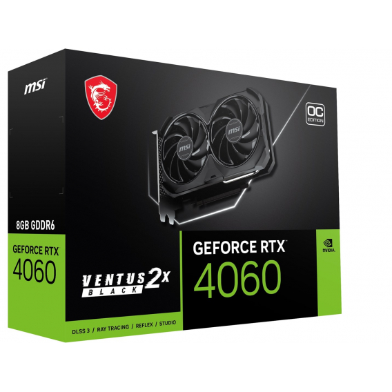 Obrázok pre MSI GeForce RTX 4060 VENTUS 2X BLACK 8G OC NVIDIA 8 GB GDDR6 DLSS 3