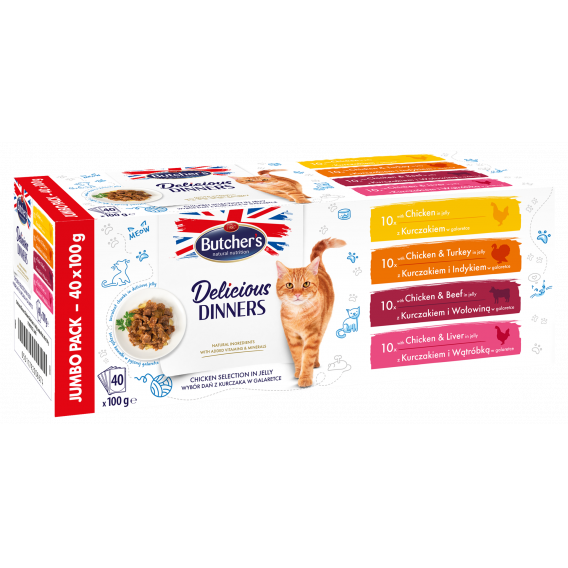 Obrázok pre BUTCHER'S Delicious Dinners Jumbo Pack - mokré krmivo pro kočky - 4 x 100g