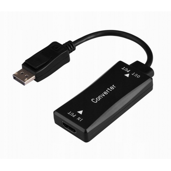 Obrázok pre Gembird A-HDMIF30-DPM-01 Aktivní 4K 30Hz HDMI zásuvkový adaptérový kabel DisplayPort samec, 0,15 m, černý