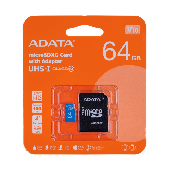 Obrázok pre ADATA 64GB, microSDHC, Class 10 UHS-I Třída 10