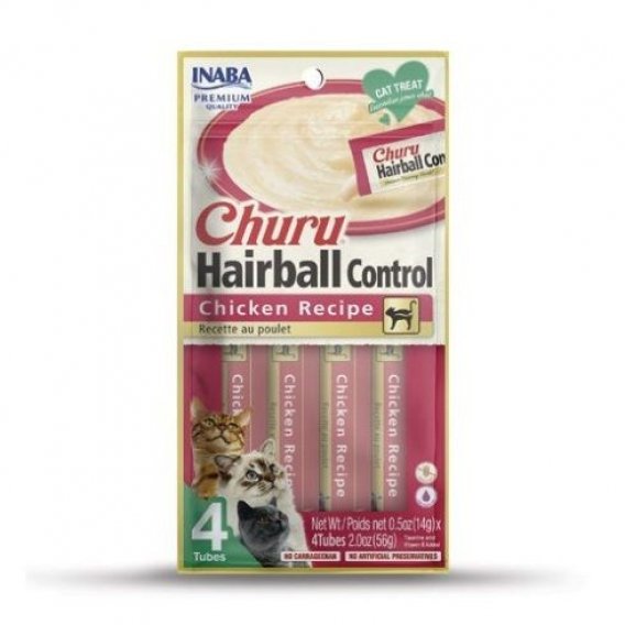 Obrázok pre INABA Churu Hairball Chicken - pamlsek pro kočky - 4x14 g