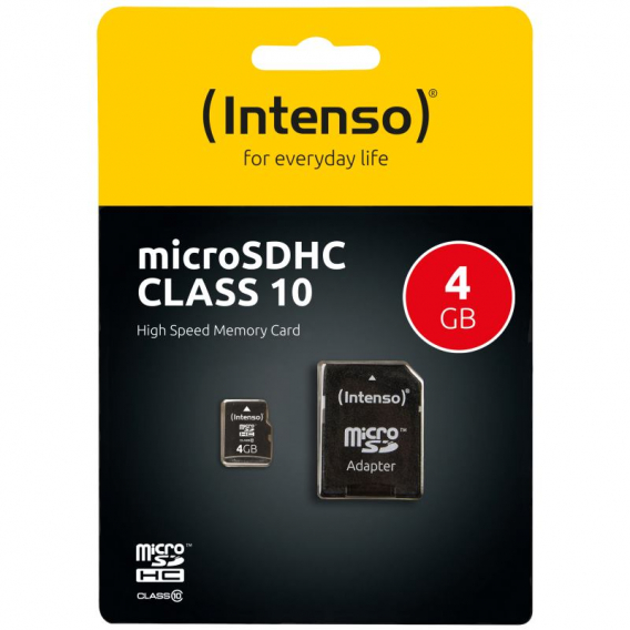 Obrázok pre INTENSO Micro SDHC Karta 4GB CL10 + Adaptér