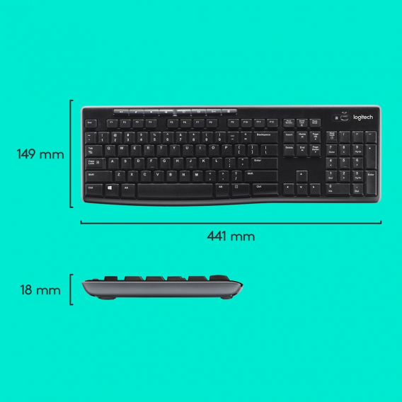 Obrázok pre Logitech Wireless Combo MK270 klávesnice Obsahuje myš RF bezdrátový QWERTY US Mezinárodní Černá, Stříbrná