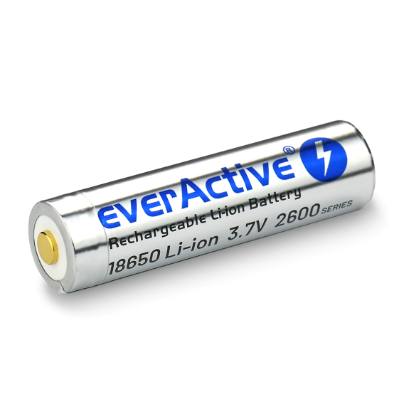 Obrázok pre Baterie everActive 18650 3,7V Li-ion 2600mAh micro USB s ochranným BOXEM