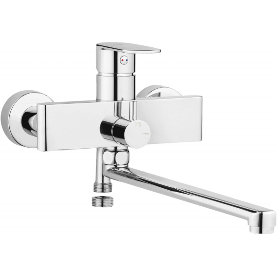 Obrázok pre Wall-mounted washbasin and bath mixer with extended spout - hose connection