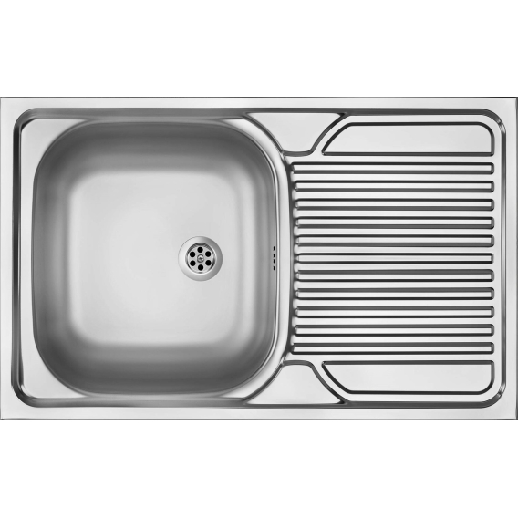 Obrázok pre 1-bowl steel sink with drainer - overlay