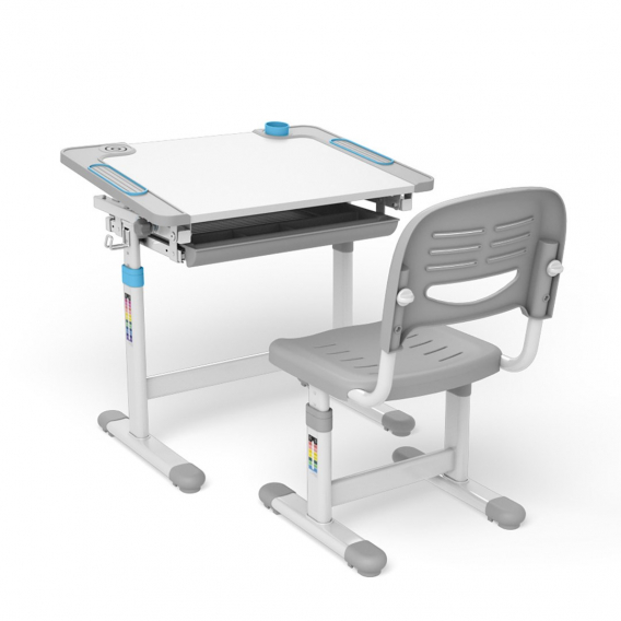 Obrázok pre Ergonomický dětský psací stůl s ručním nastavením výšky a židlí Ergo Office, modrý, max. 75 kg, ER-418
