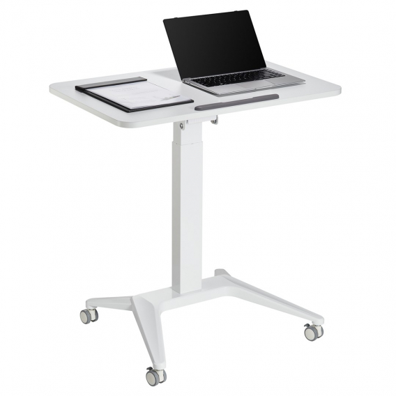 Obrázok pre Maclean MC-453 W Mobile Laptop Desk with Pneumatic Height Adjustment, Laptop Table with Wheels, 80 x 52 cm, Max. 8 kg, Height Adjustable Max. 109 cm (White)