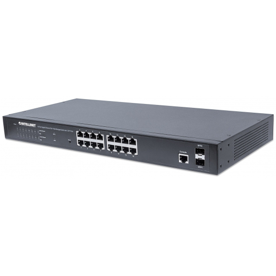 Obrázok pre Intellinet 561341 síťový přepínač Řízený L2+ Gigabit Ethernet (10/100/1000) Podpora napájení po Ethernetu (PoE) 1U Černá