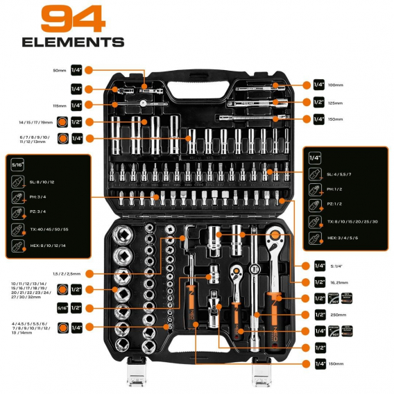 Obrázok pre NEO tools 10-062 nástrčná hlavice na ráčnu / sada