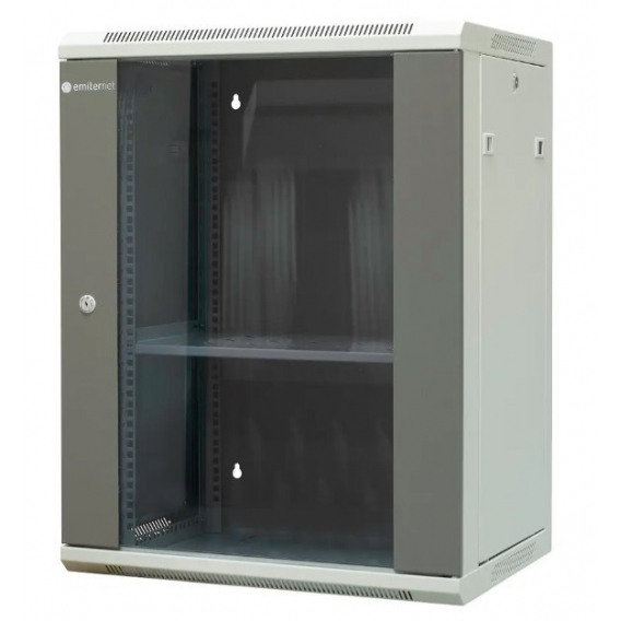 Obrázok pre EMITERNET Separate hanging cabinet 19" 15U, sheet metal/glass door, 600×450×770mm width/depth/height EM/AP6415