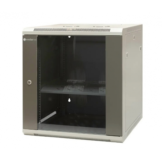 Obrázok pre EMITERNET Single hanging cabinet 19'' 12U, sheet metal/glass door, 600×600×635mm width/depth/height. EM/AP6612