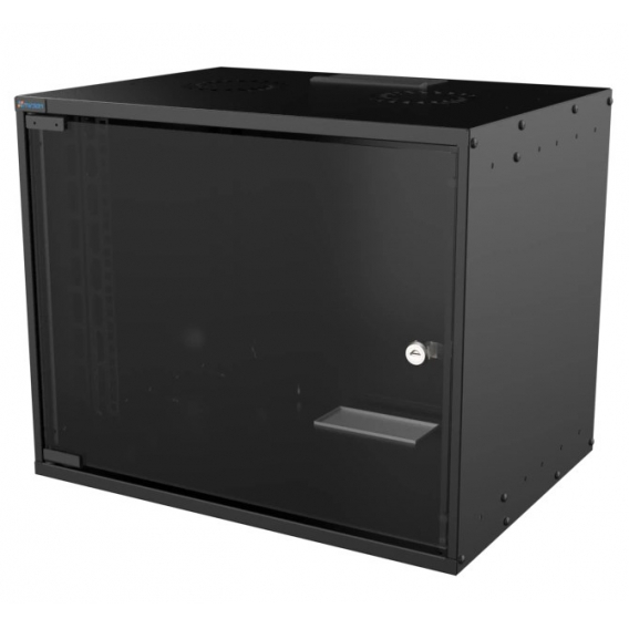 Obrázok pre MIRSAN 19" 9U 400mm nástěnná skříň černé skleněné dveře FLAT PACK (pro vlastní montáž)
