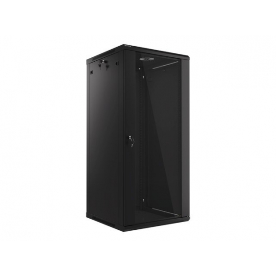 Obrázok pre Lanberg wall-mounted installation rack cabinet 19'' 27U 600x600mm black (glass door)