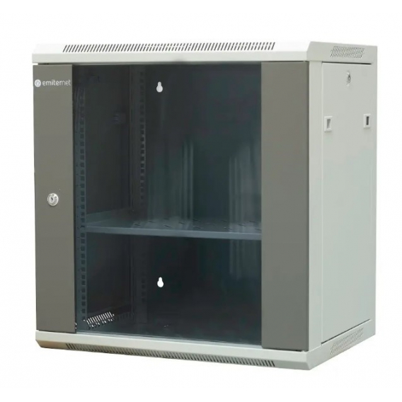 Obrázok pre EMITERNET Separate hanging cabinet 19" 12U, sheet metal/glass door, 600×450×635mm width/depth/height EM/AP6412