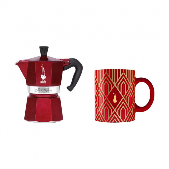 Obrázok pre Kávovar BIALETTI DECO GLAMOUR Moka Express 3tz + hrnek Červená