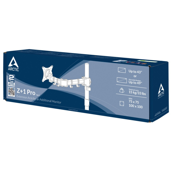 Obrázok pre ARCTIC Z+1 Pro Gen 3 124,5 cm (49") Stůl Černá, Saténová ocel