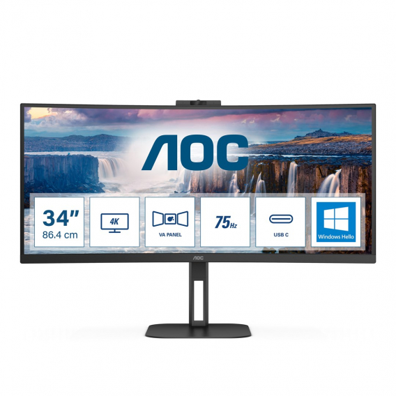 Obrázok pre AOC V5 CU34V5CW/BK LED display 86,4 cm (34") 3440 x 1440 px Wide Quad HD Černá