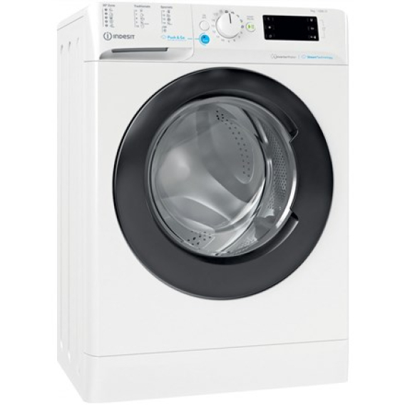 Obrázok pre INDESIT Washing machine BWSE 71295X WBV EU Energy efficiency class B, Front loading, Washing capacity 7 kg, 1200 RPM, Depth 43.5 cm, Width 59.5 cm, Display, Big Digit, White