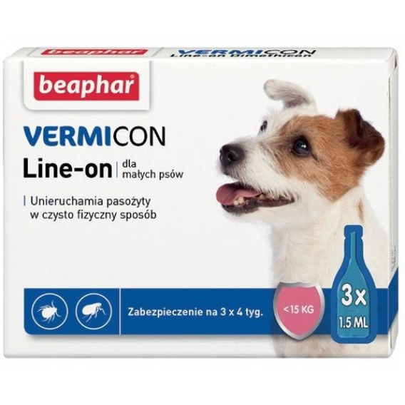 Obrázok pre BEAPHAR VERMIcon Line-on Kapky proti blechám a klíšťatům pro psy S - 3 x 1,5 ml