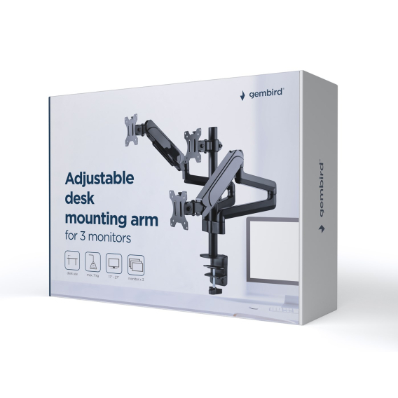 Obrázok pre Gembird MA-DA3-01 Držák/stojan na monitor 68,6 cm (27") Stůl Černá