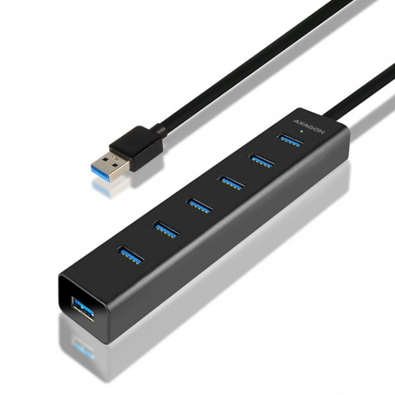 Obrázok pre Axagon HUE-SA7BP rozbočovač rozhraní USB 3.2 Gen 1 (3.1 Gen 1) Type-A 5000 Mbit/s Černá