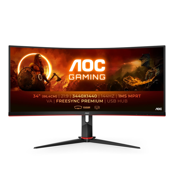 Obrázok pre AOC G2 CU34G2X/BK LED display 86,4 cm (34") 3440 x 1440 px Quad HD Černá, Červená