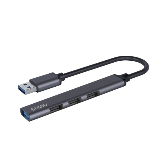 Obrázok pre SAVIO AK-70 USB-A hub - 3 × USB-A 2.0, 1 × USB-A 3.1 GEN 1, 4 v 1, 5 Gb/s