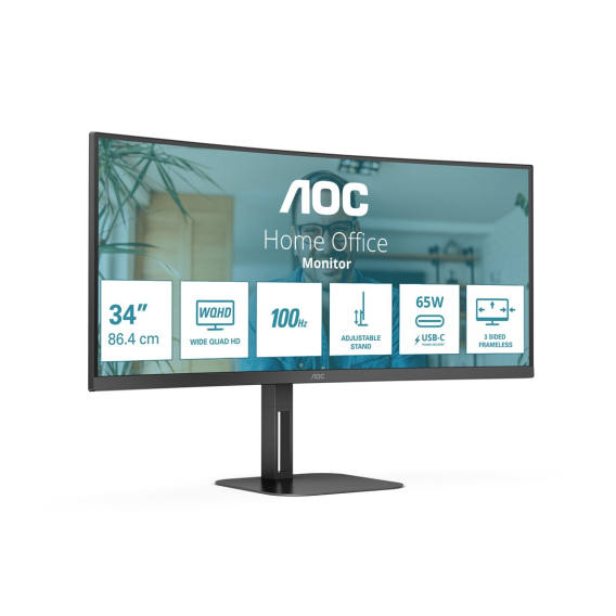 Obrázok pre AOC V5 CU34V5C/BK LED display 86,4 cm (34") 3440 x 1440 px Wide Quad HD Černá