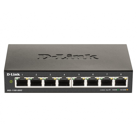 Obrázok pre D-Link DGS-1100-08V2 Řízený L2 Gigabit Ethernet (10/100/1000) Černá