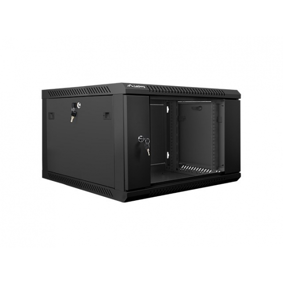 Obrázok pre Lanberg wall-mounted installation rack cabinet 19'' 6U 600x600mm black (glass door)