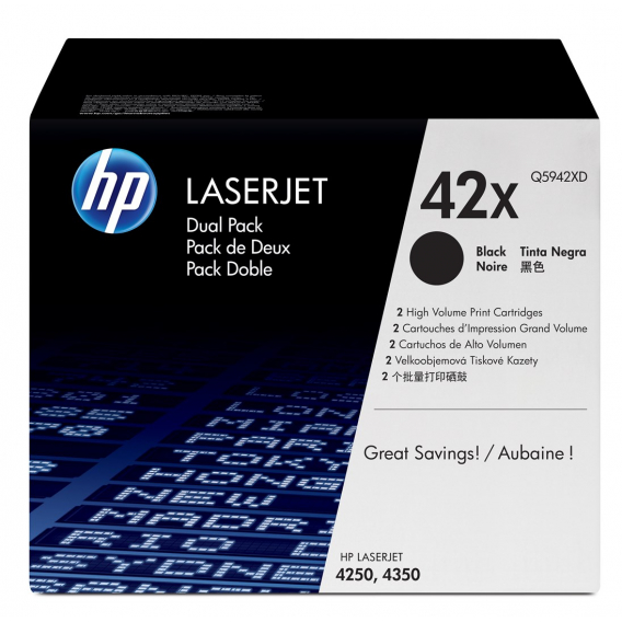 Obrázok pre HP 42X Dvojbalení černé originální tonerové kazety LaserJet s vysokou výtěžností