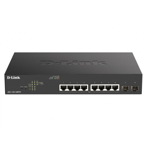 Obrázok pre D-Link DGS-1100-10MPV2 Řízený L2 Gigabit Ethernet (10/100/1000) Podpora napájení po Ethernetu (PoE) 1U Černá