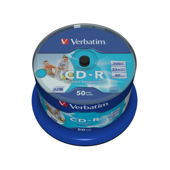 Obrázok pre Verbatim CD-R AZO Wide Inkjet Printable no ID 700 MB 50 ks.