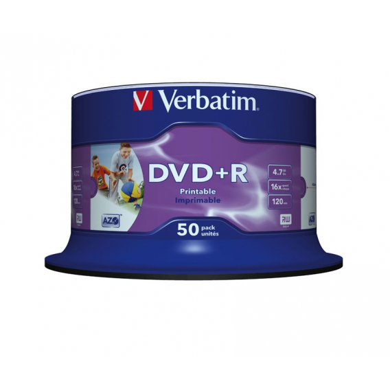 Obrázok pre Verbatim DVD+R Wide Inkjet Printable No ID Brand 4,7 GB 50 kusů