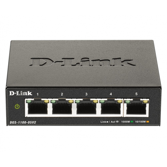 Obrázok pre D-Link DGS-1100-05V2/E síťový přepínač Řízený L2 Gigabit Ethernet (10/100/1000) Černá