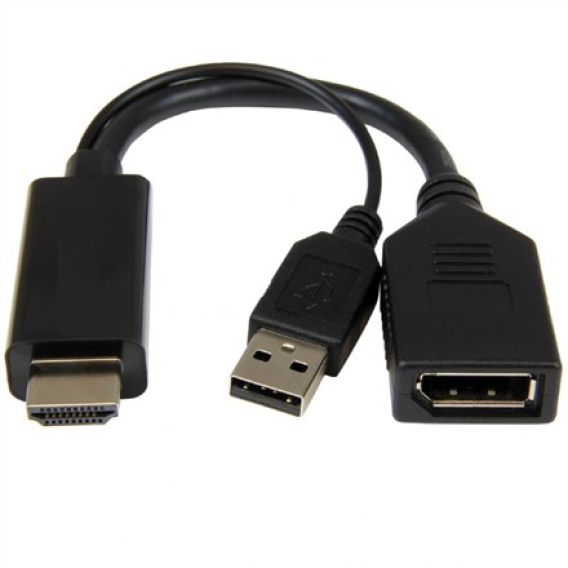 Obrázok pre Gembird A-HDMIM-DPF-01 adaptér k video kabelům 0,1 m HDMI Typ A (standardní) DisplayPort + USB Type-A Černá