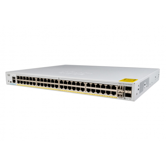 Obrázok pre Cisco Catalyst C1000-48P-4X-L síťový přepínač Řízený L2 Gigabit Ethernet (10/100/1000) Podpora napájení po Ethernetu (PoE) Šedá