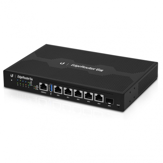 Obrázok pre Ubiquiti EdgeRouter 6P router zapojený do sítě Gigabit Ethernet Černá