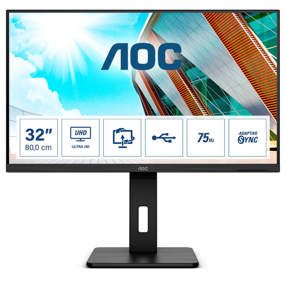 Obrázok pre AOC P2 U32P2 počítačový monitor 80 cm (31.5") 3840 x 2160 px 4K Ultra HD LED Černá
