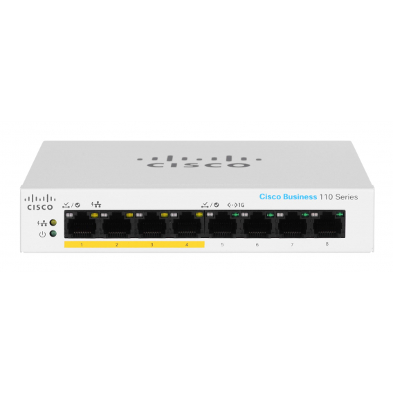 Obrázok pre Cisco CBS110-8PP-D Nespravované L2 Gigabit Ethernet (10/100/1000) Podpora napájení po Ethernetu (PoE) Šedá