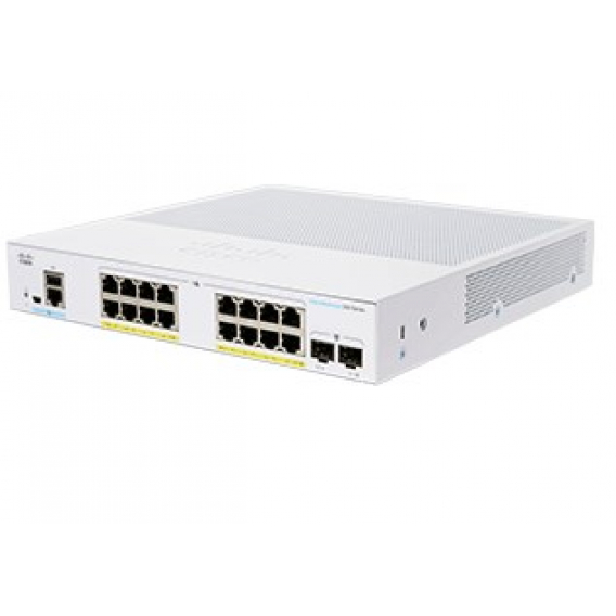 Obrázok pre Cisco CBS350-16P-2G-EU síťový přepínač Řízený L2/L3 Gigabit Ethernet (10/100/1000) Stříbrná