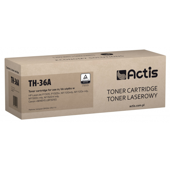 Obrázok pre Actis Tonerová kazeta TH-36A (náhrada za HP 36A CB436A, Canon CRG-713; standardní; 2000 stran; černá)
