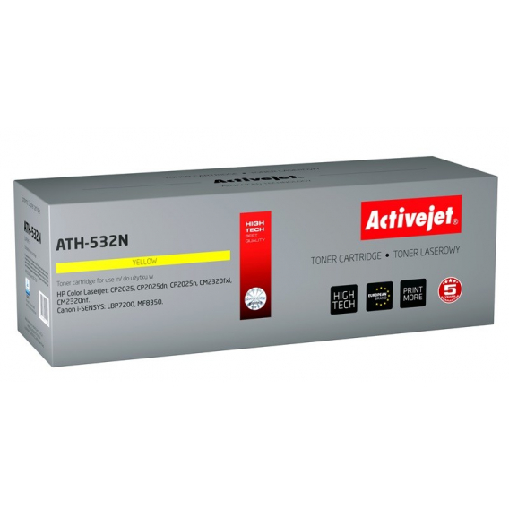 Obrázok pre Activejet ATH-532N (náhrada za HP 304A CC532A, Canon CRG-718Y; Supreme; 3200 stran; žlutá)