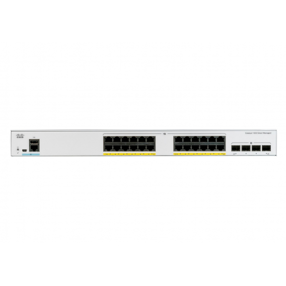 Obrázok pre Cisco Catalyst C1000-24P-4G-L síťový přepínač Řízený L2 Gigabit Ethernet (10/100/1000) Podpora napájení po Ethernetu (PoE) Šedá